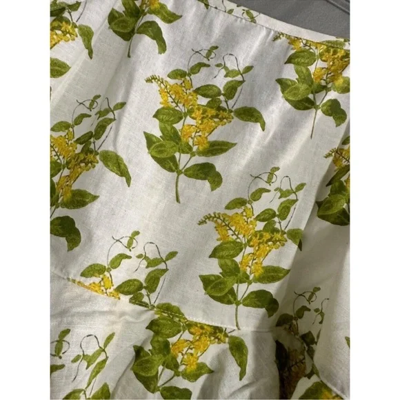 COUSIN THE LABEL NWT SZ M Floral Tiered Mini Dress YELLOW GREEN - Picture 2 of 9